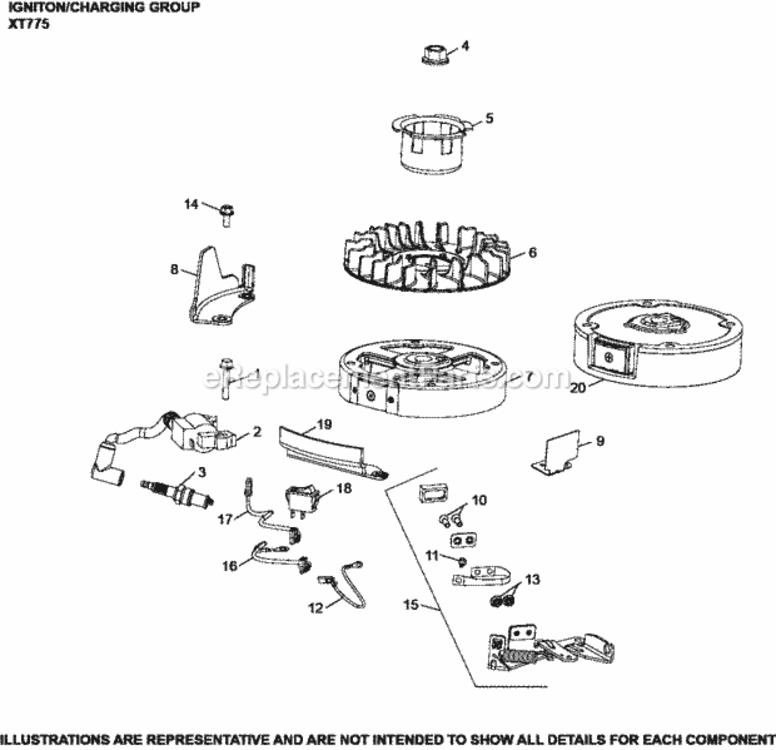 IgnitionCharging_Group_Xt775-3024_Xt775 Diagram and Parts List for XT775-3024  Kohler Engine