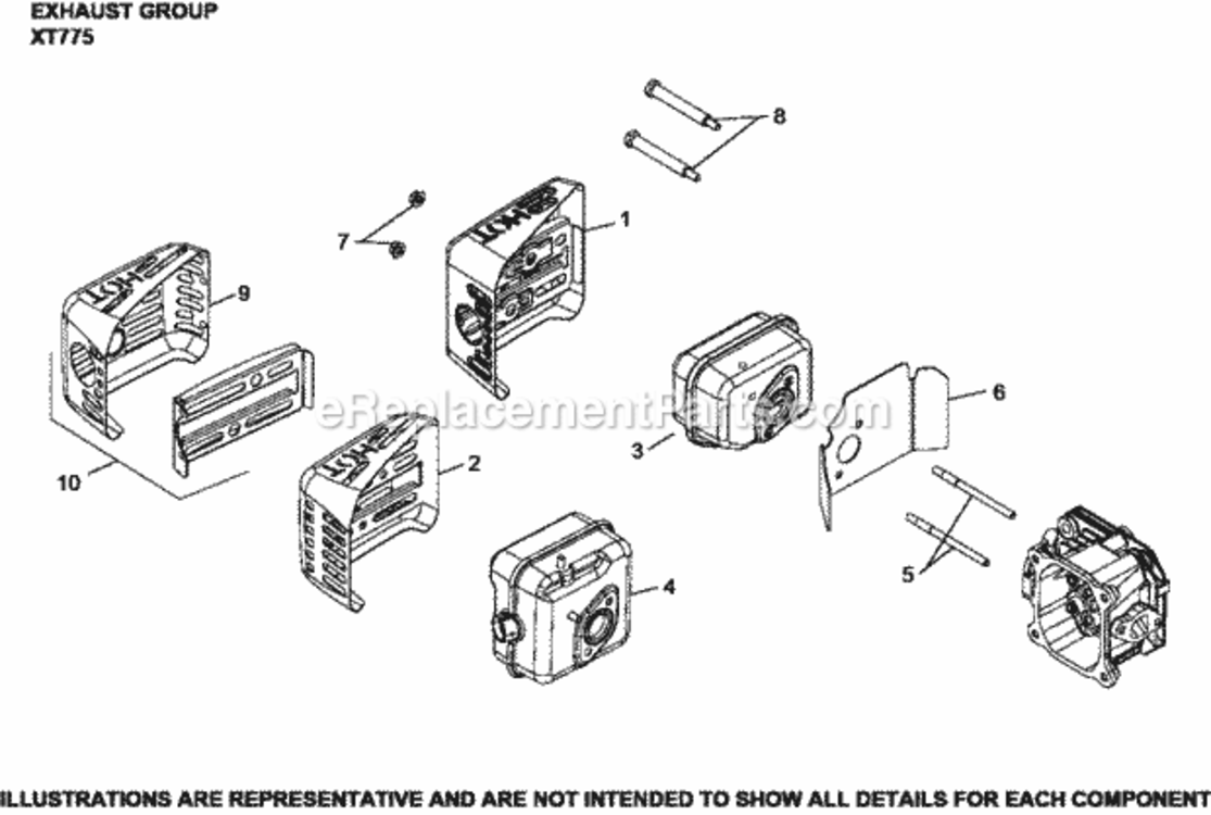Exhaust_Group_Xt775-3024_Xt775 Diagram and Parts List for XT775-3024  Kohler Engine