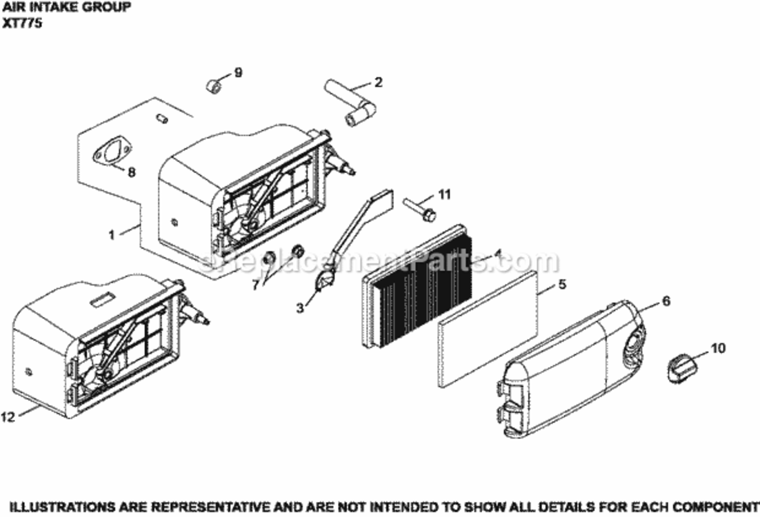 Air_Intake_Group_Xt775-3062_Xt775 Diagram and Parts List for XT775-3062  Kohler Engine