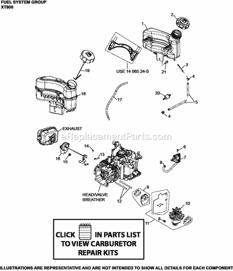 Page H Diagram and Parts List for XT800-2053  Kohler Engine