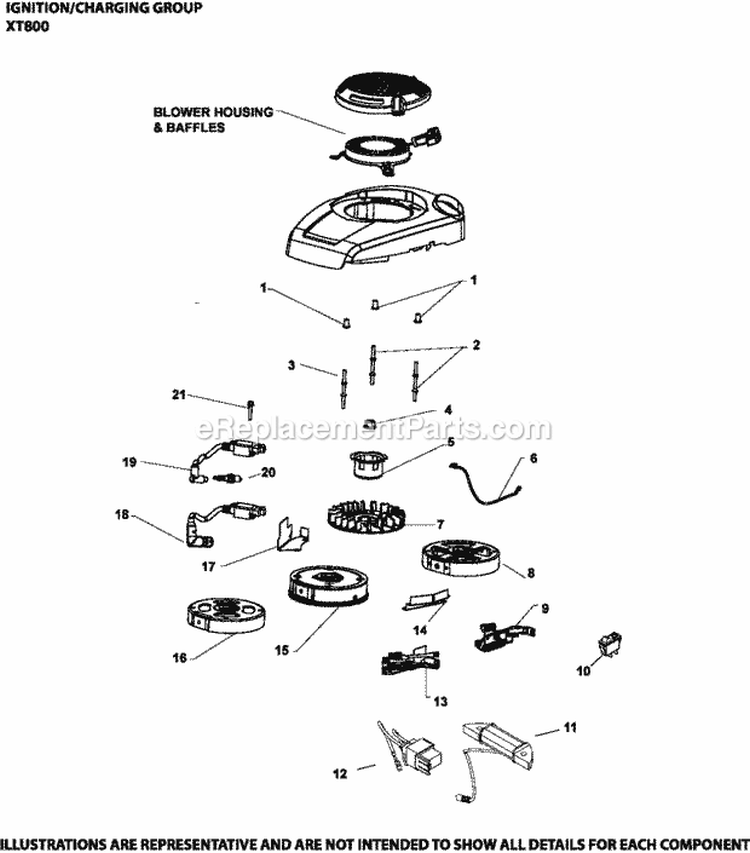 Page J Diagram and Parts List for XT800-1026  Kohler Engine
