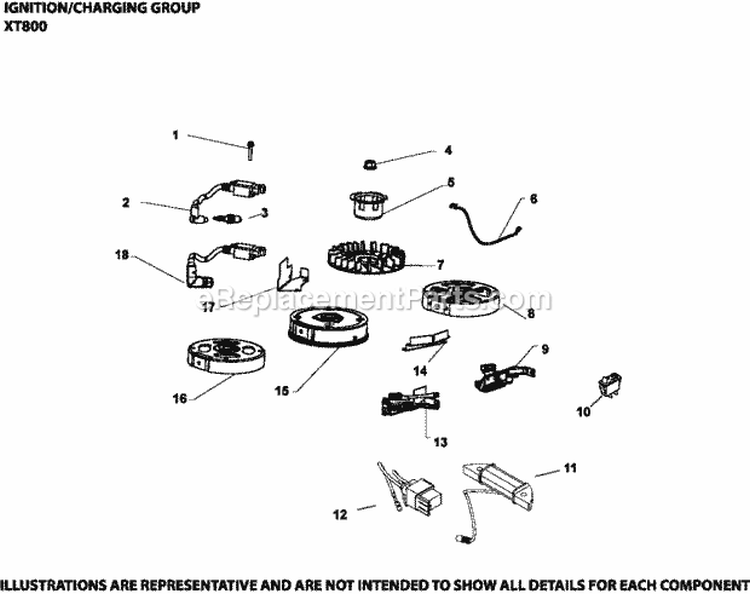 Page J Diagram and Parts List for XT800-2019  Kohler Engine