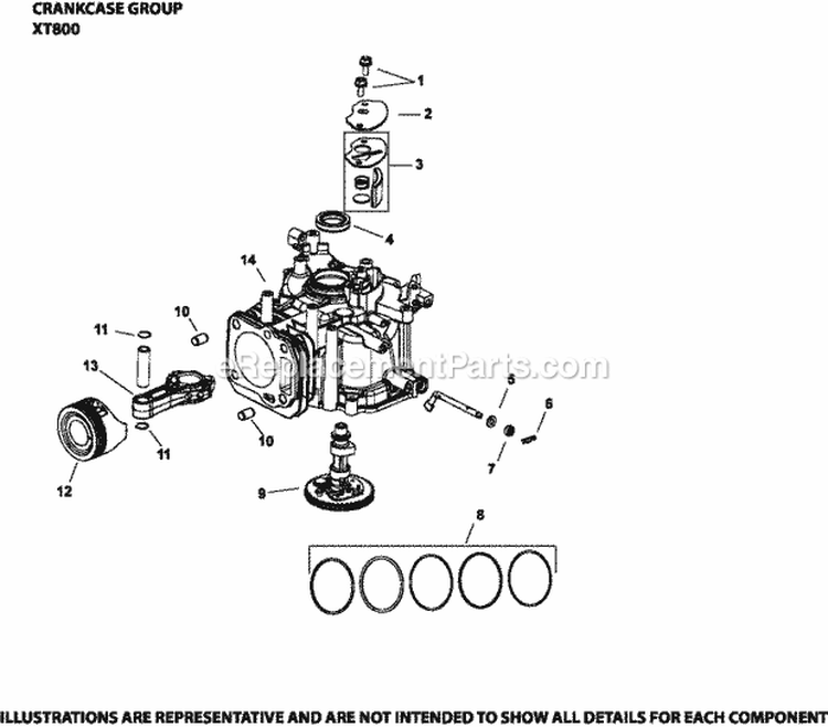 Page C Diagram and Parts List for XT800-1026  Kohler Engine