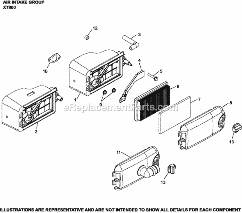 Air_Intake_Group_Xt800-3070 Diagram and Parts List for XT800-3070  Kohler Engine