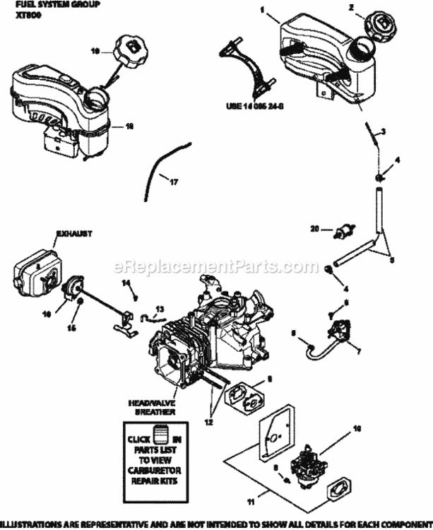 Fuel_System_Group_Xt800-3070 Diagram and Parts List for XT800-3070  Kohler Engine