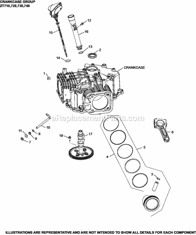 Crankcase_Group_2-32-13_Zt Diagram and Parts List for ZT720-3014  Kohler Engine