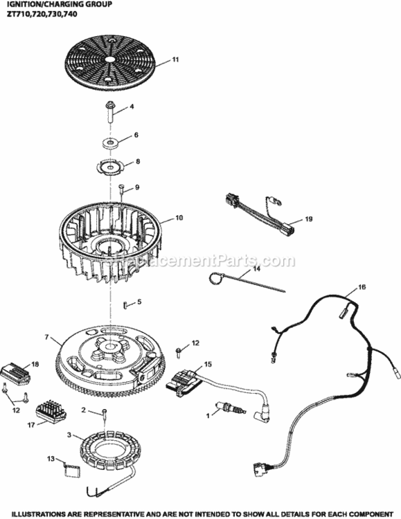 IgnitionCharging_Group_5-32-147_Zt Diagram and Parts List for ZT720-3015  Kohler Engine