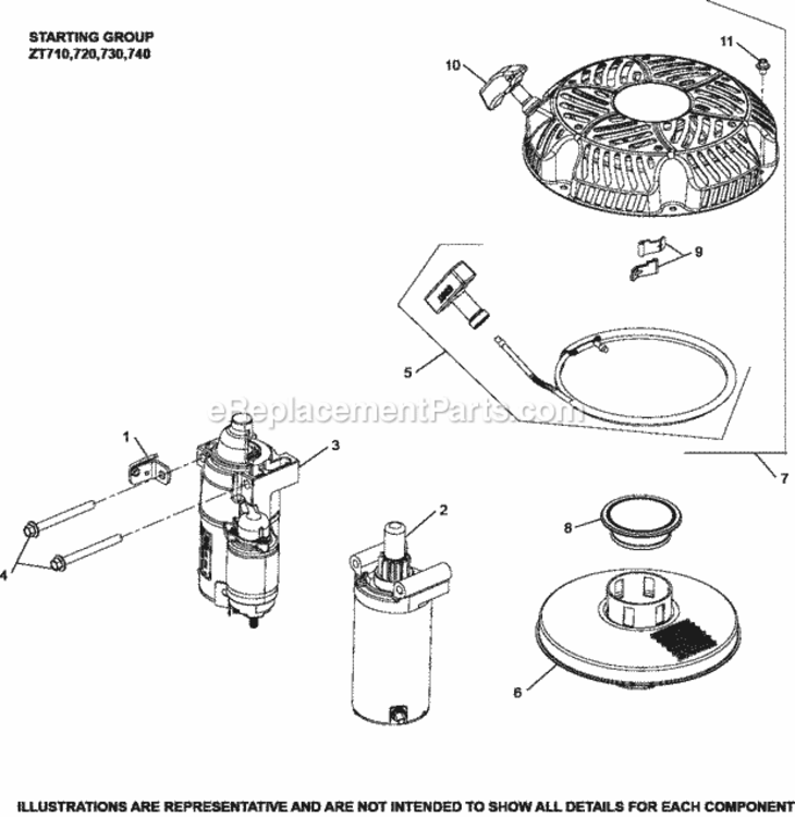 Starting_Group_7-32-14_Zt Diagram and Parts List for ZT720-3015  Kohler Engine