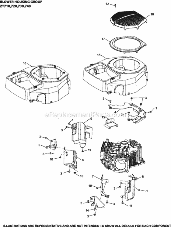 Blower_Housing_Group_6-32-18_Zt Diagram and Parts List for ZT730-3015  Kohler Engine