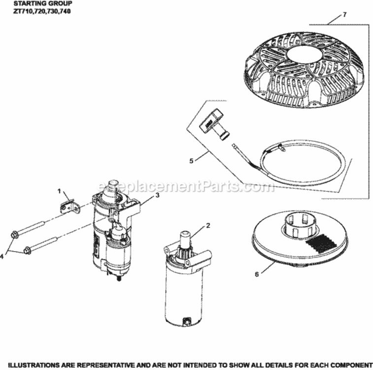 Starting_Group_7-32-12_Zt Diagram and Parts List for ZT740-3018  Kohler Engine