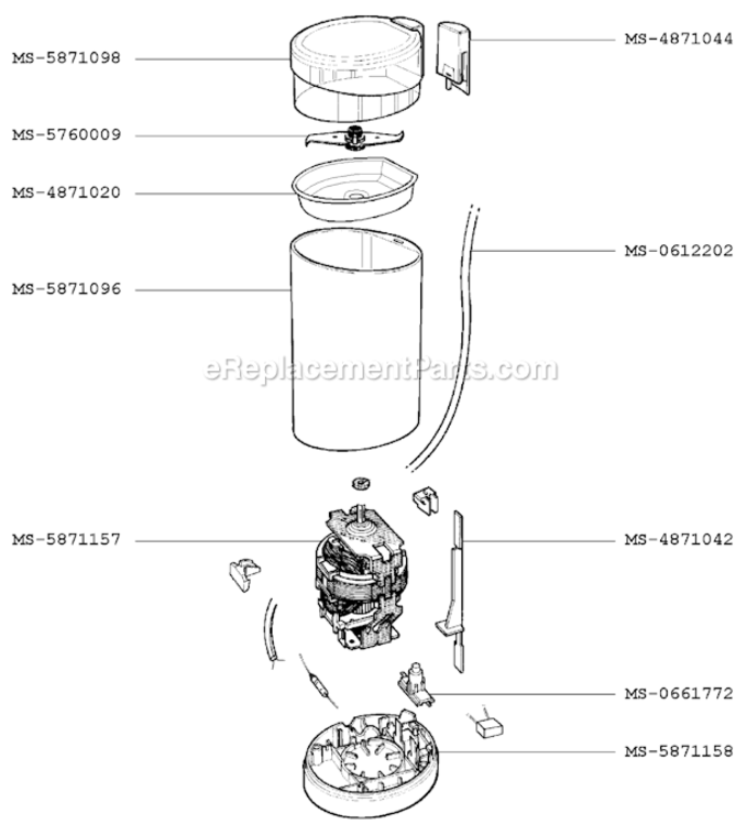 Page A Diagram and Parts List for F2037051(P)  Krups Coffee Grinder