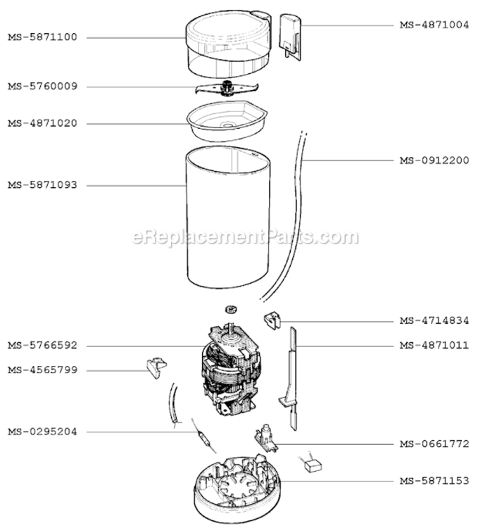 Page A Diagram and Parts List for F2037051H(B)  Krups Coffee Grinder