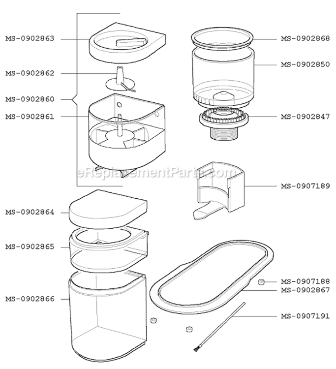 Page B Diagram and Parts List for F2204251I(0)  Krups Coffee Grinder