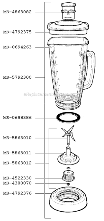 Page B Diagram and Parts List for F2397051(0)  Krups Blender