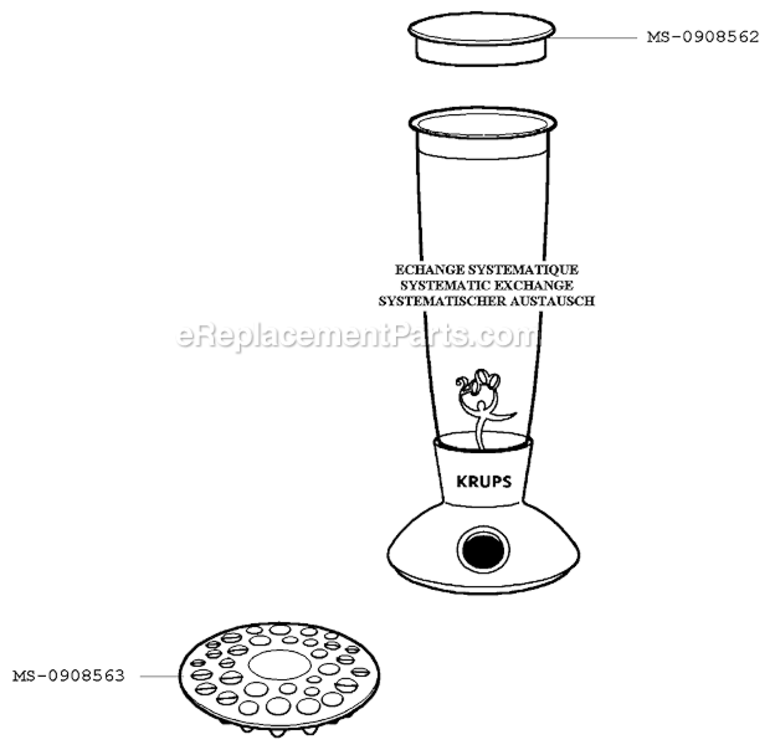 Page A Diagram and Parts List for F2445351(0)  Krups Blender
