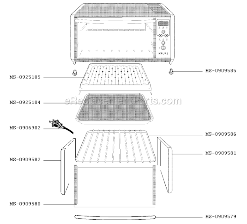 Page A Diagram and Parts List for F2864551(0)  Krups Toaster Oven
