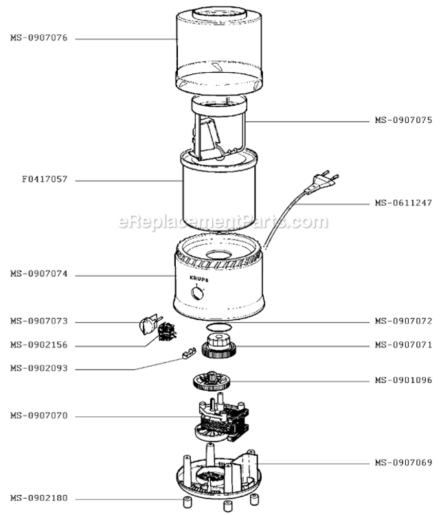 Page A Diagram and Parts List for F3377051I(0)  Krups Ice Cream Maker