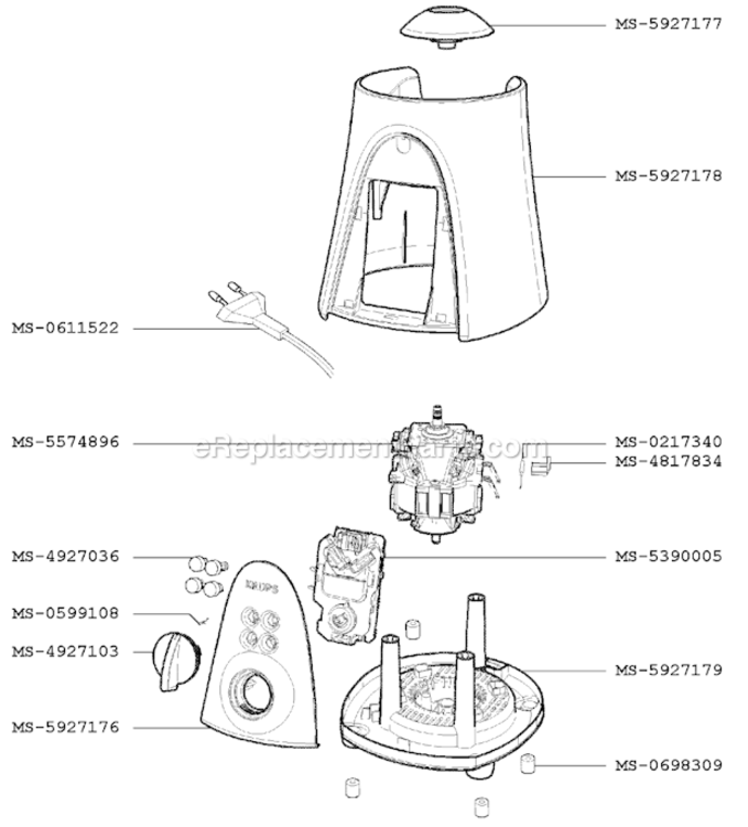 Page A Diagram and Parts List for F34413(1)  Krups Blender