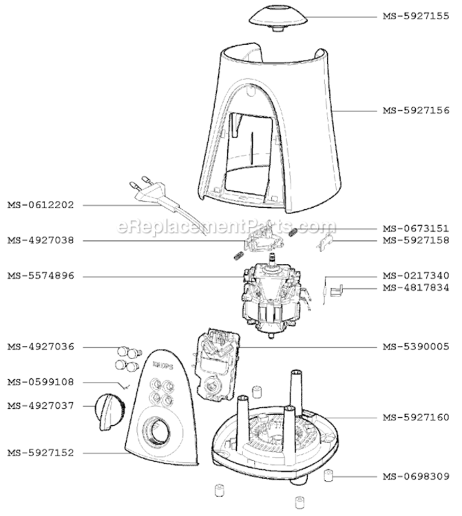 Page A Diagram and Parts List for F37411(0)  Krups Blender