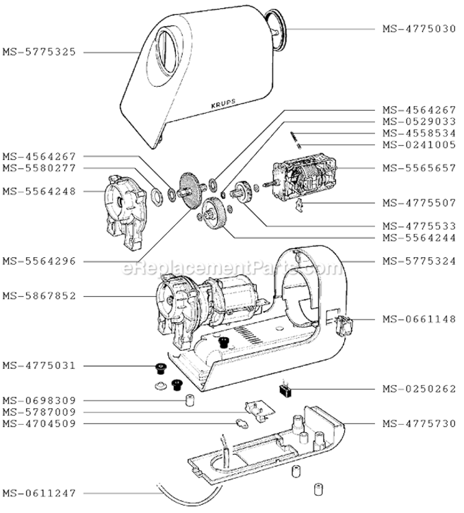 Page A Diagram and Parts List for F4027051(P)  Krups Meat Grinder