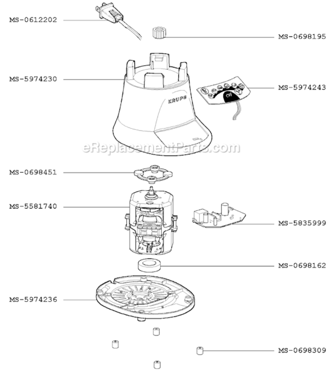 Page A Diagram and Parts List for F5727051F(A)  Krups Blender