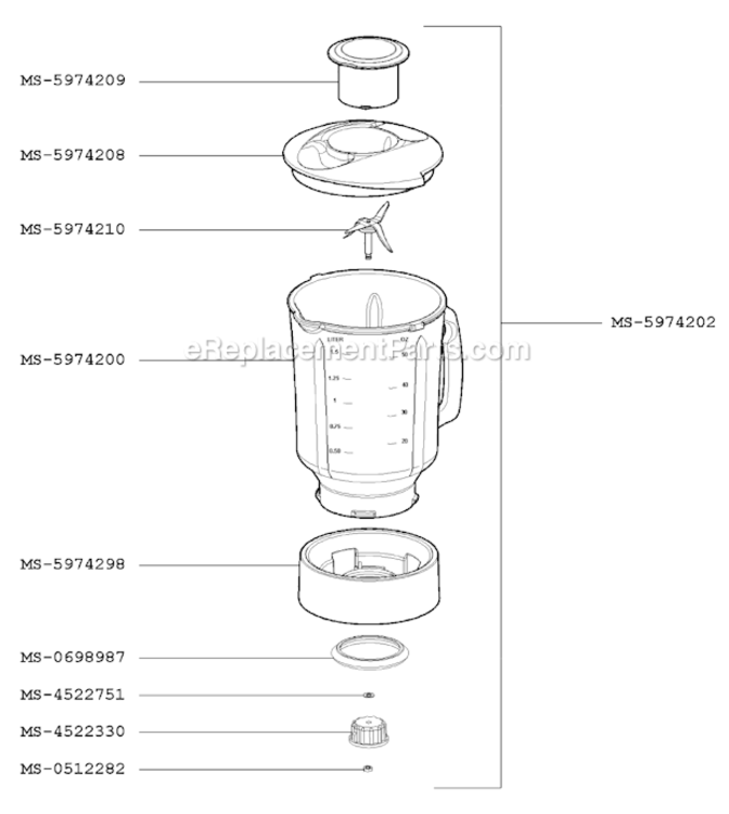Page B Diagram and Parts List for F5727051F(A)  Krups Blender