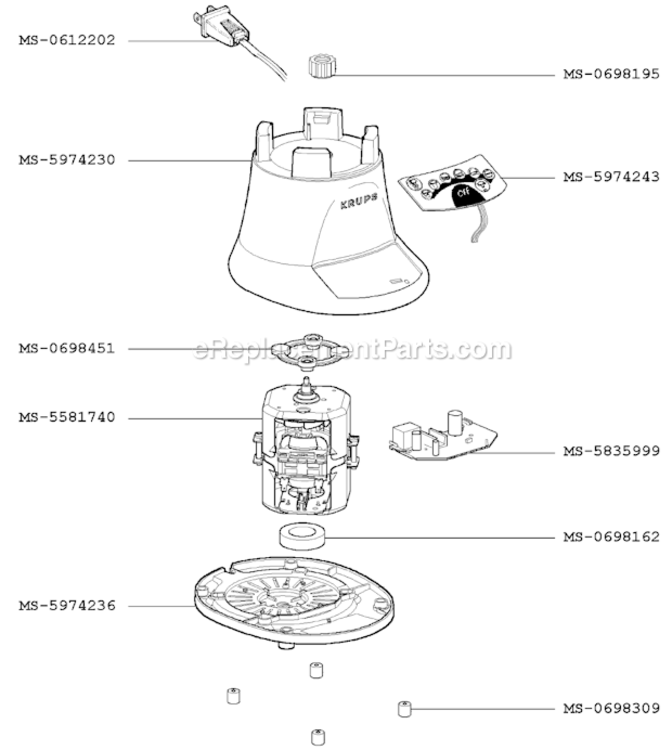 Page A Diagram and Parts List for F5727056(0)  Krups Blender