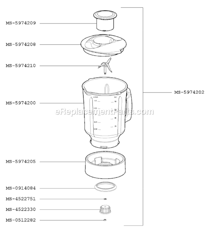 Page B Diagram and Parts List for F5727056(0)  Krups Blender