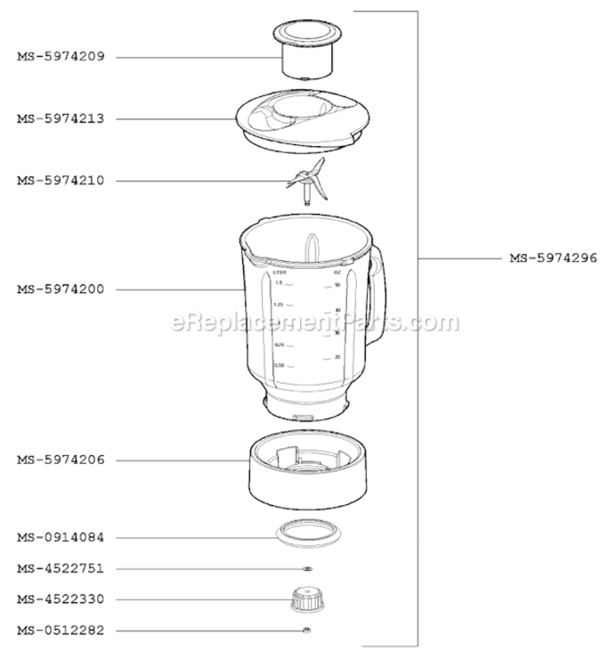 Page B Diagram and Parts List for F5744556(0)  Krups Blender
