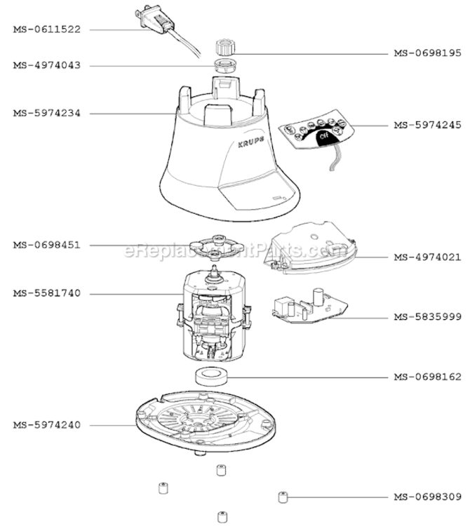 Page B Diagram and Parts List for F5744556(A)  Krups Blender