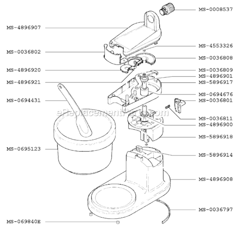 Page B Diagram and Parts List for F6137051(0)  Krups Mixer