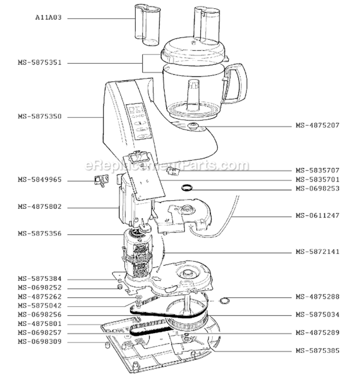 Page A Diagram and Parts List for F6187051(0)  Krups Food Processor
