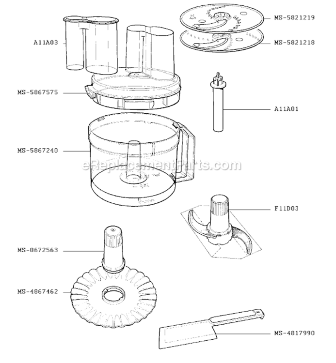 Page B Diagram and Parts List for F7067051(0)  Krups Food Processor