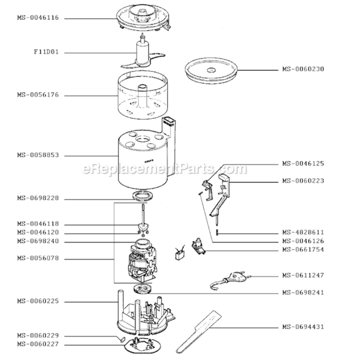 Page A Diagram and Parts List for F7187051R(X)  Krups Blender