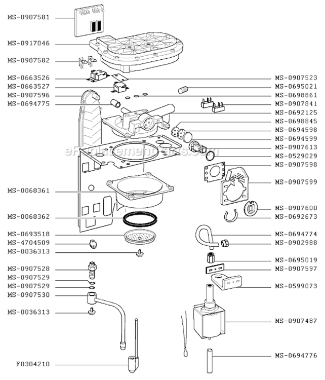 Page A Diagram and Parts List for F8854351(0)  Krups Coffee Maker