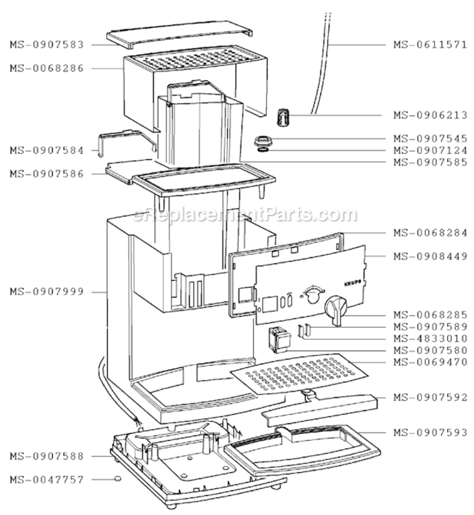 Page C Diagram and Parts List for F8854351D(0)  Krups Coffee Maker