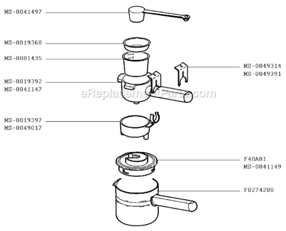 Page B Diagram and Parts List for F9634251(A)  Krups Coffee Maker