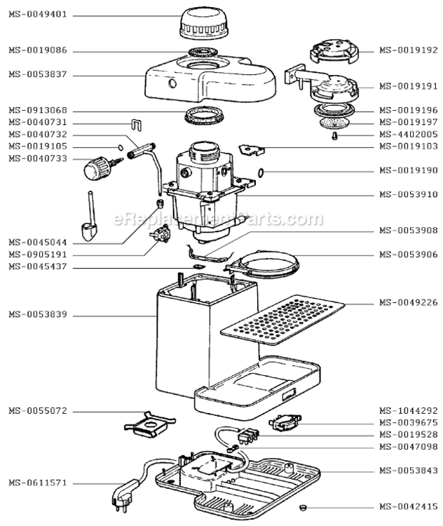 Page A Diagram and Parts List for F9634251T(A)  Krups Coffee Maker