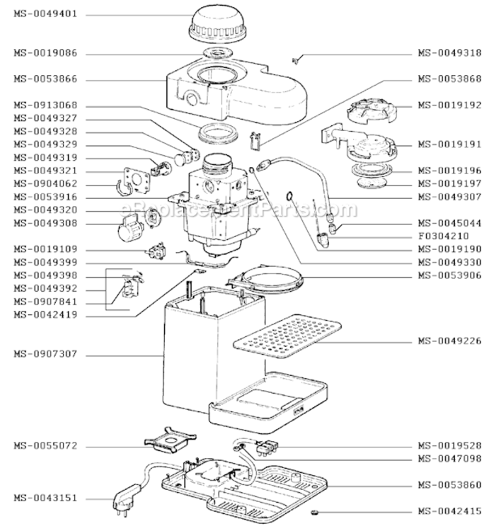 Page A Diagram and Parts List for F9724251T(0)  Krups Coffee Maker