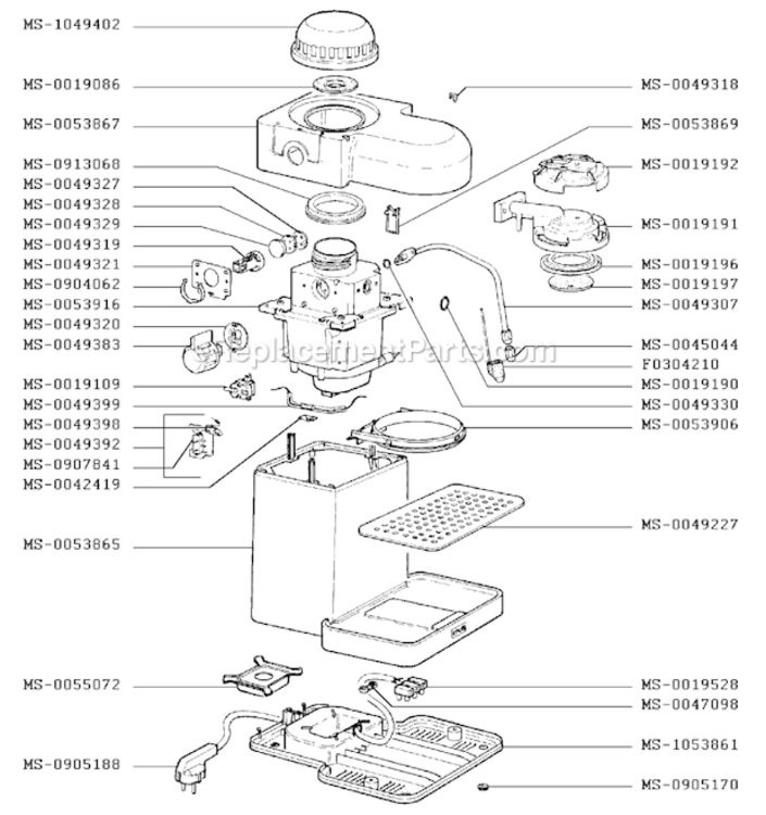 Page A Diagram and Parts List for F9727051(0)  Krups Coffee Maker