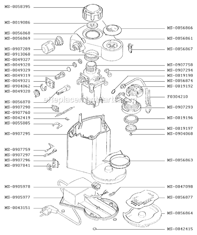 Page A Diagram and Parts List for F9934251(A)  Krups Coffee Maker