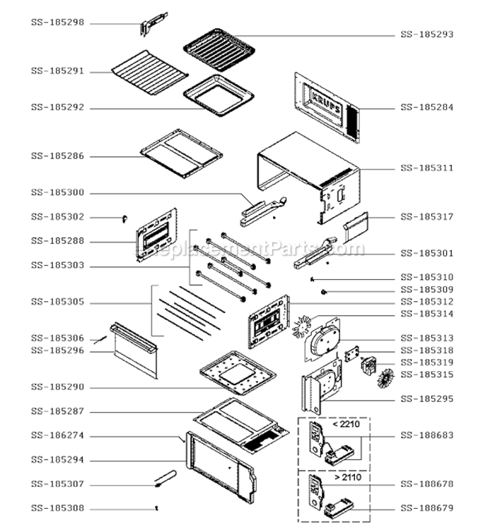 Page A Diagram and Parts List for FBC213  Krups Toaster Oven