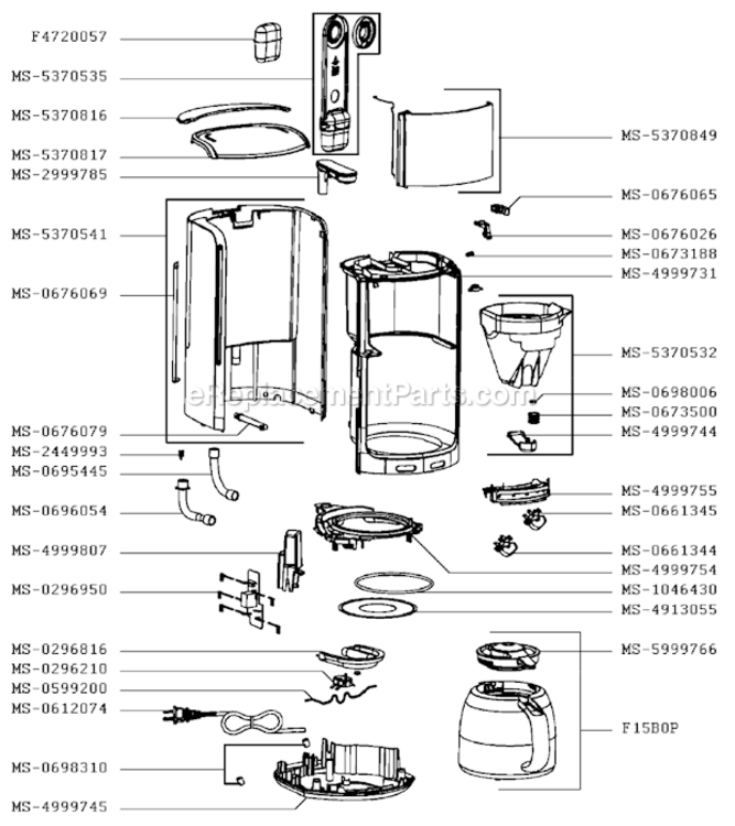 Page A Diagram and Parts List for FMF014  Krups Coffee Maker
