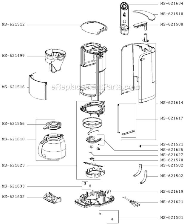 Page A Diagram and Parts List for FMF514/1P1  Krups Coffee Maker