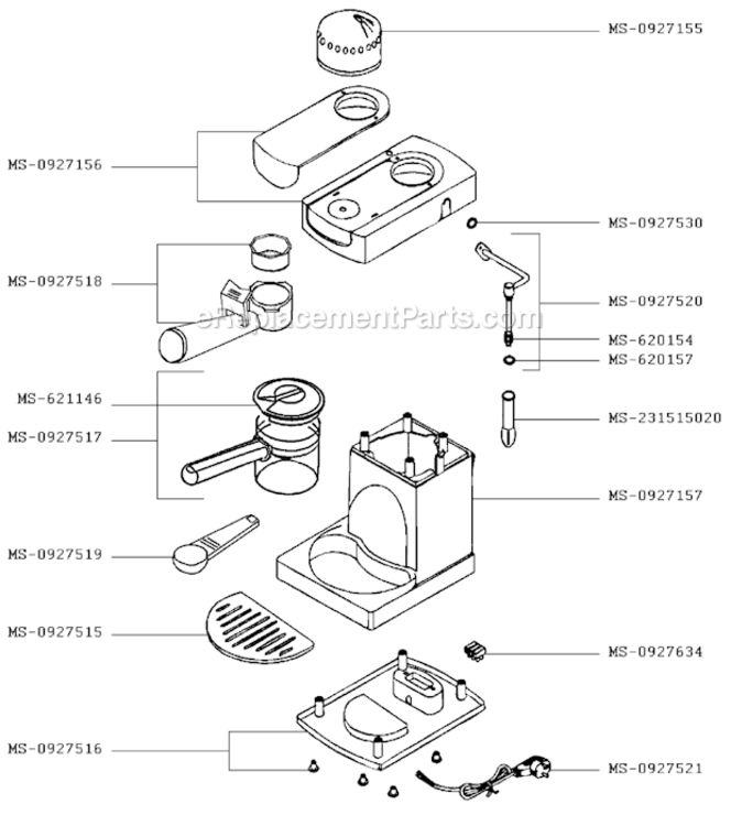 Page B Diagram and Parts List for FND113  Krups Coffee Maker