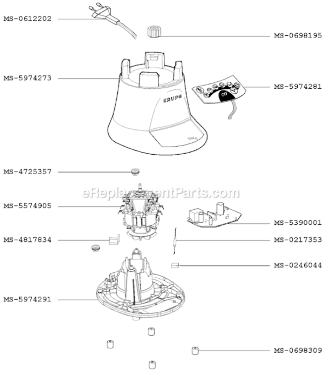 Page B Diagram and Parts List for GMA113(0)  Krups Blender