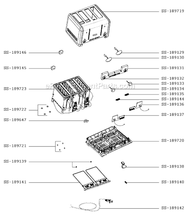 Page A Diagram and Parts List for KH744D50/9BA  Krups Toaster