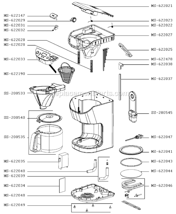 Page A Diagram and Parts List for KM405550/5CB  Krups Coffee Maker