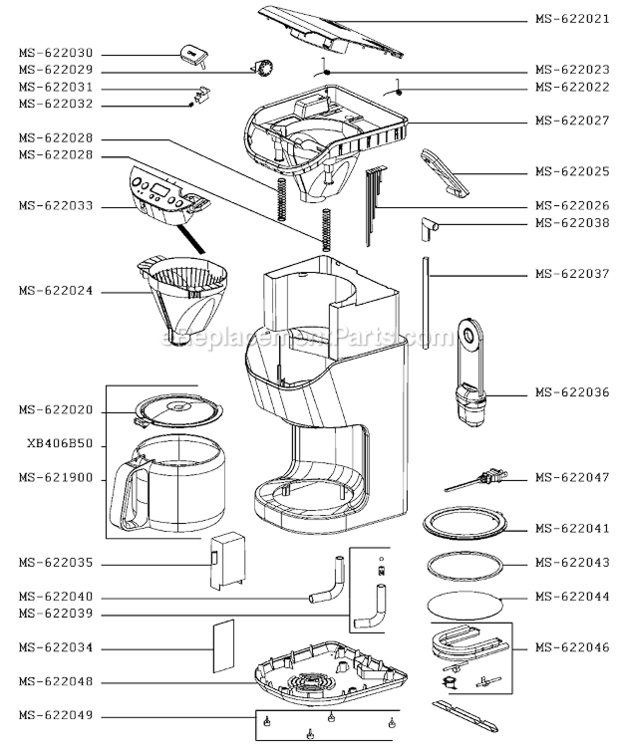 Page A Diagram and Parts List for KM406555/5C0  Krups Coffee Maker