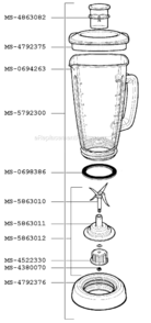 Page B Diagram and Parts List for F2397051(0)  Krups Blender